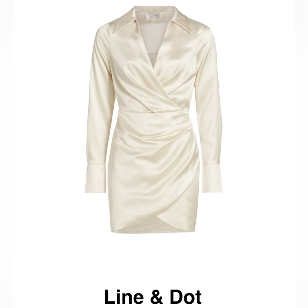 NWT Line & Dot Ivory Satin Wrap Dress
